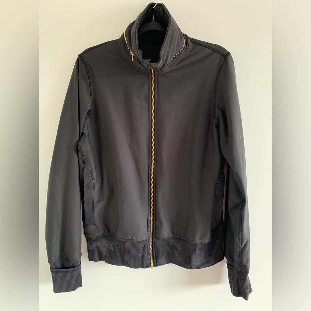 Lululemon LAB Black Bomber with Gold Zipper and hood